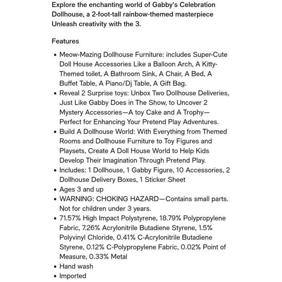 New in Box Gabby's Dollhouse15 Piece Rainbow Celebration Dollhouse - Picture 8 of 8